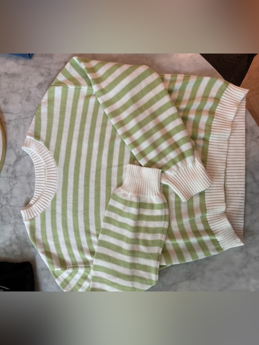 Roller Rabbit Green & White Striped Crewneck Sweater